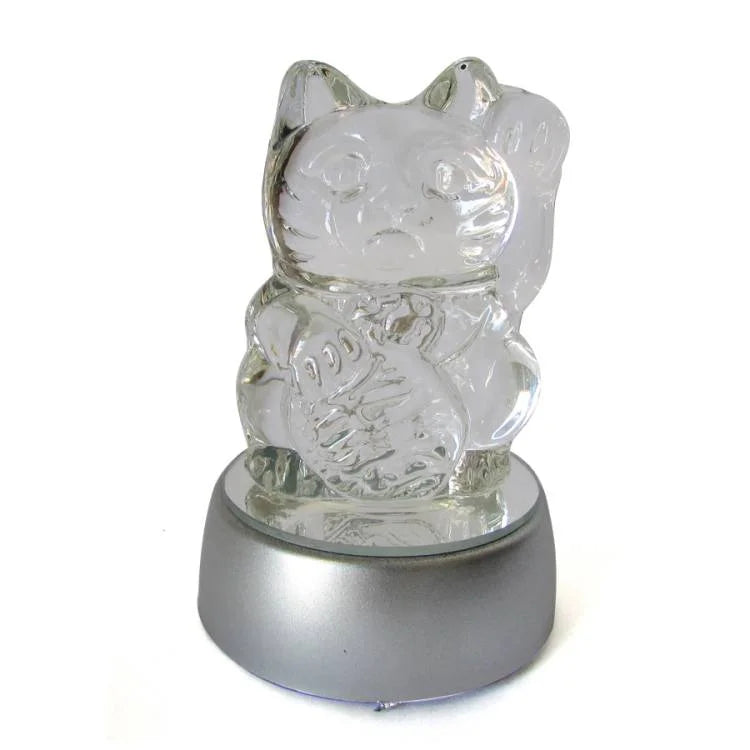 Manekineko em Cristal com Base de LED (10cm)