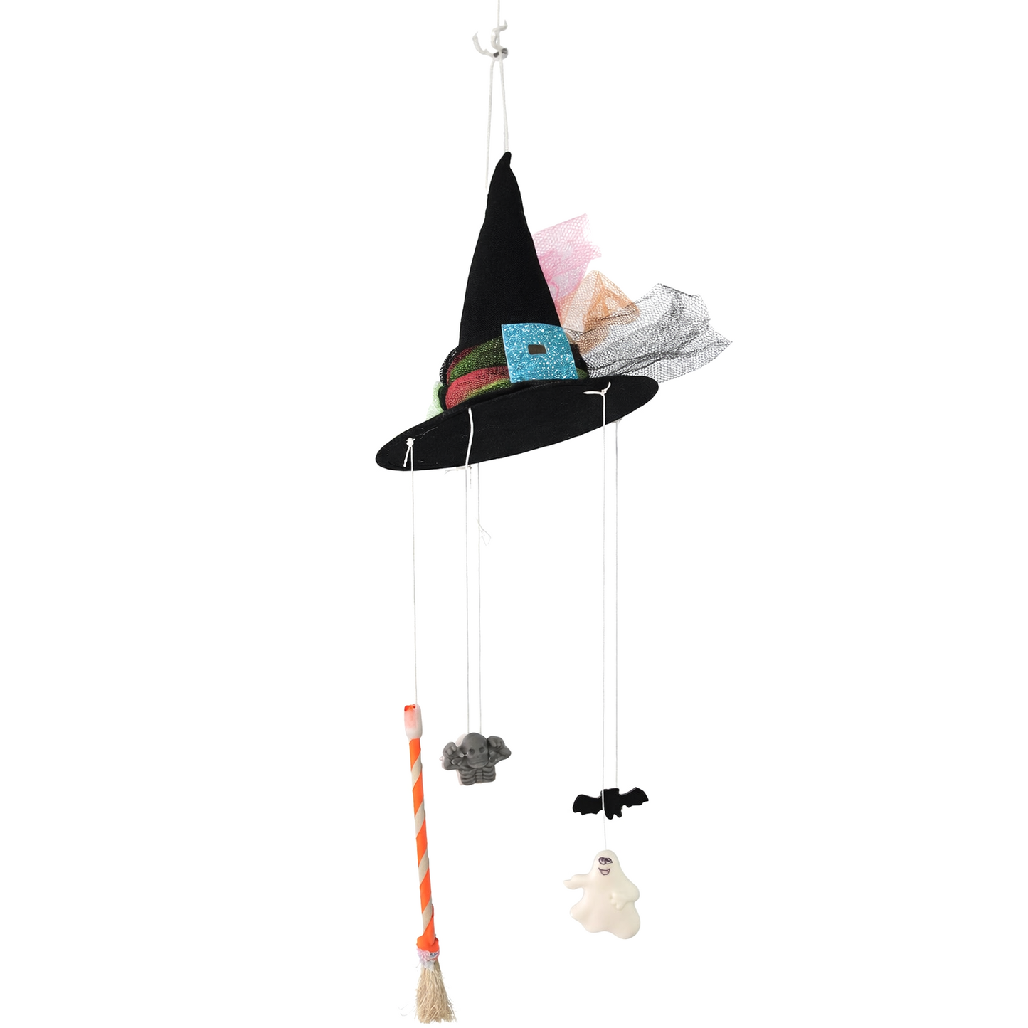 Móbile Chapéu de Bruxa com Pingentes (40cm)