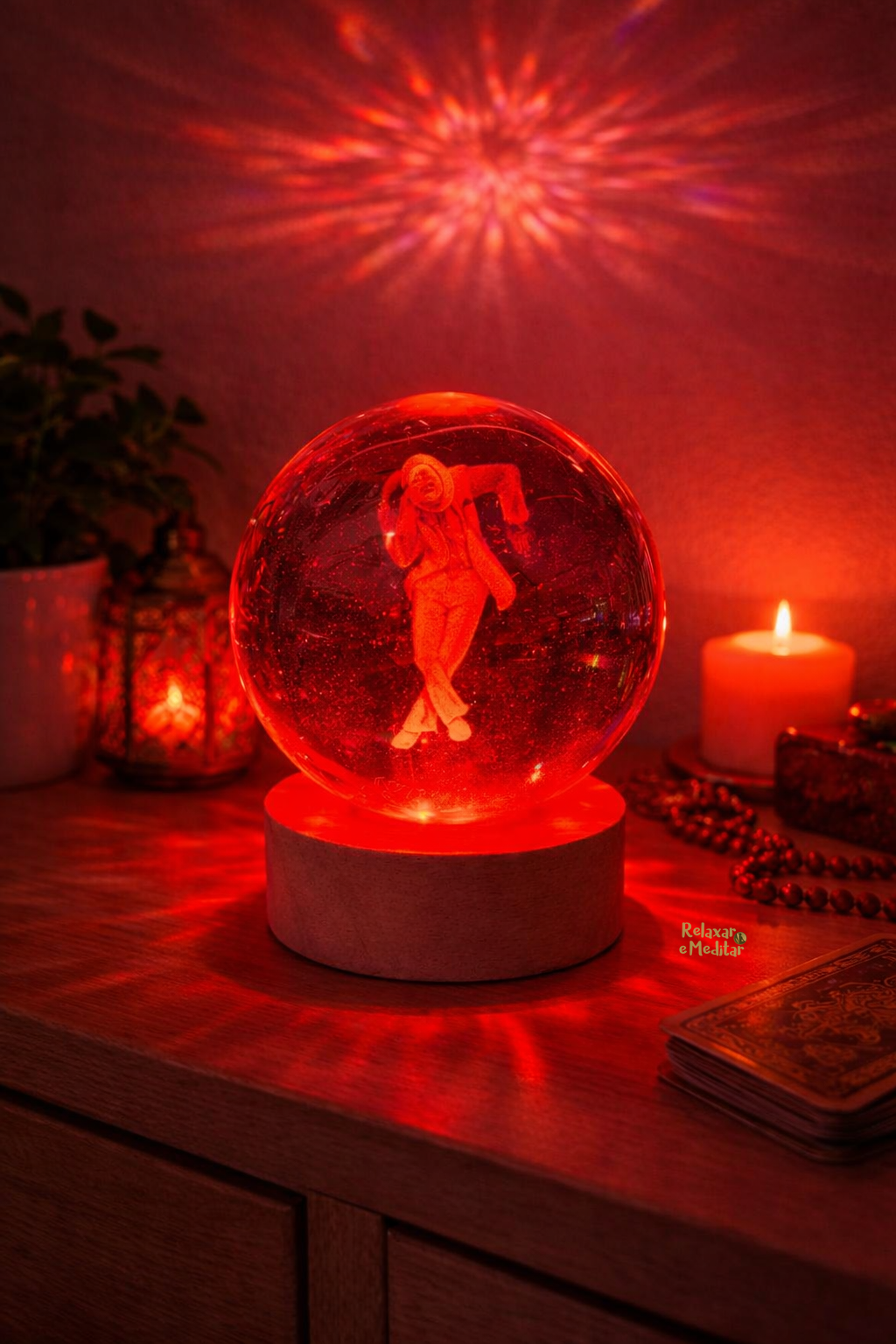 Luminária Zé Pilintra com Esfera de Cristal (8cm)