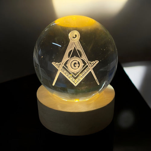 Luminária Símbolo da Maçonaria com Esfera de Cristal (6cm)