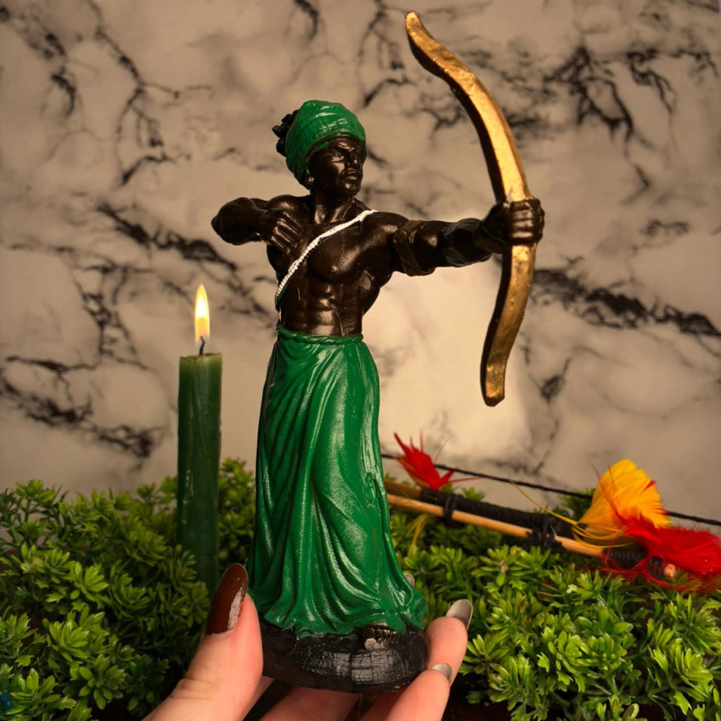 Estátua Orixá Oxóssi com Arco em Resina (15cm)