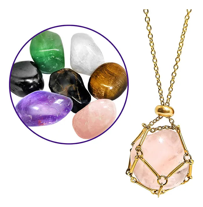 Colar Energético dos 7 Chakras (Troca de Pedras) Dourado