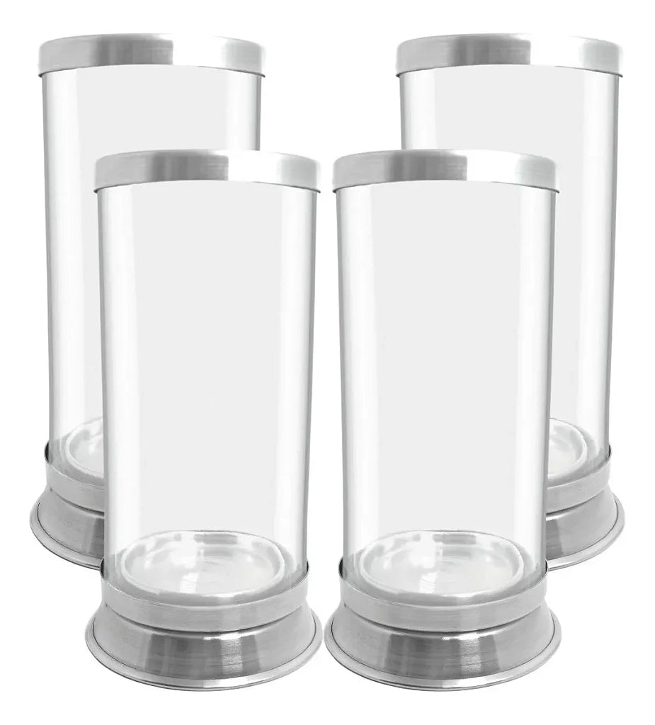 Kit com 4 Porta Vela de 7 dias em Vidro Transparente