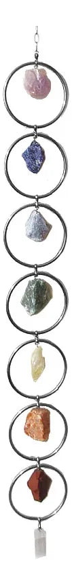 Móbile dos 7 Chakras Prateado com Pedras Naturais (57cm)