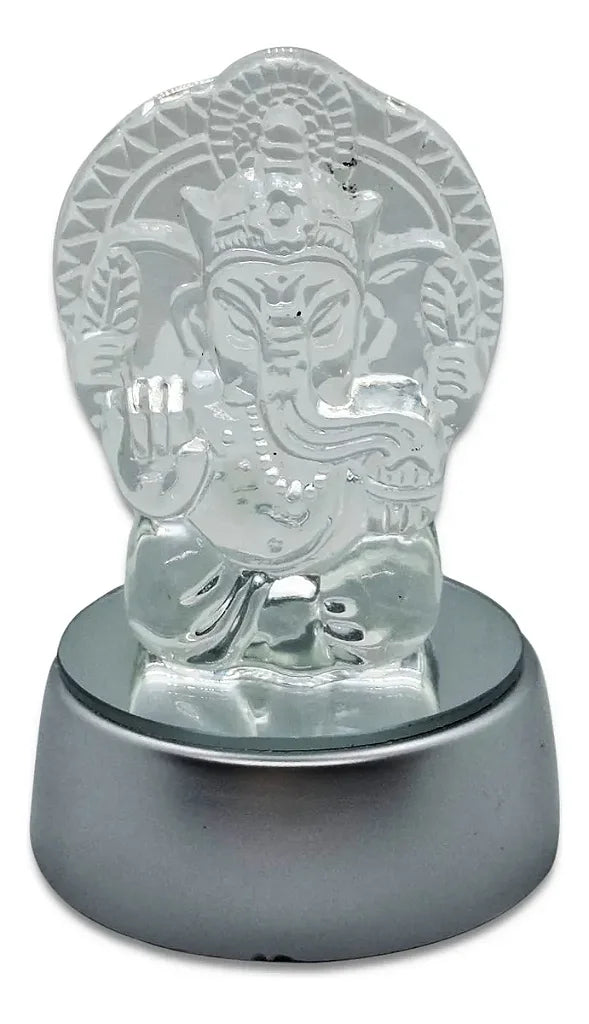 Ganesha em Cristal com Base de LED (10cm)