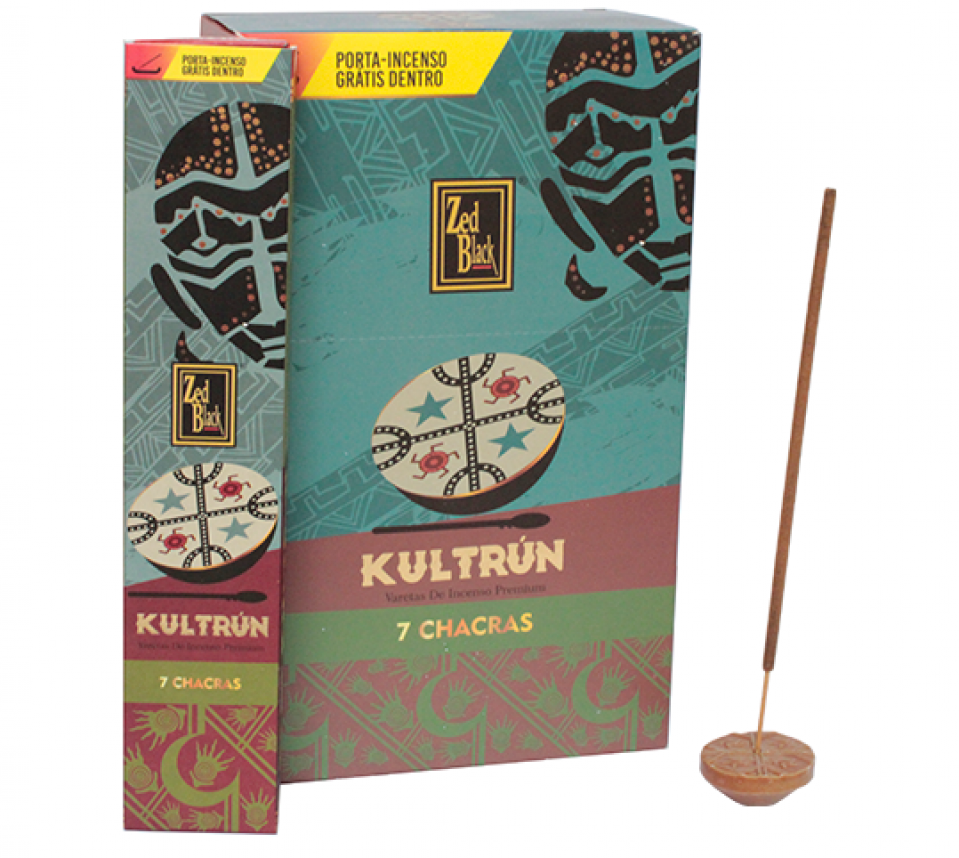 Incenso Premium Kultrún 7 Chakras com Porta Incenso