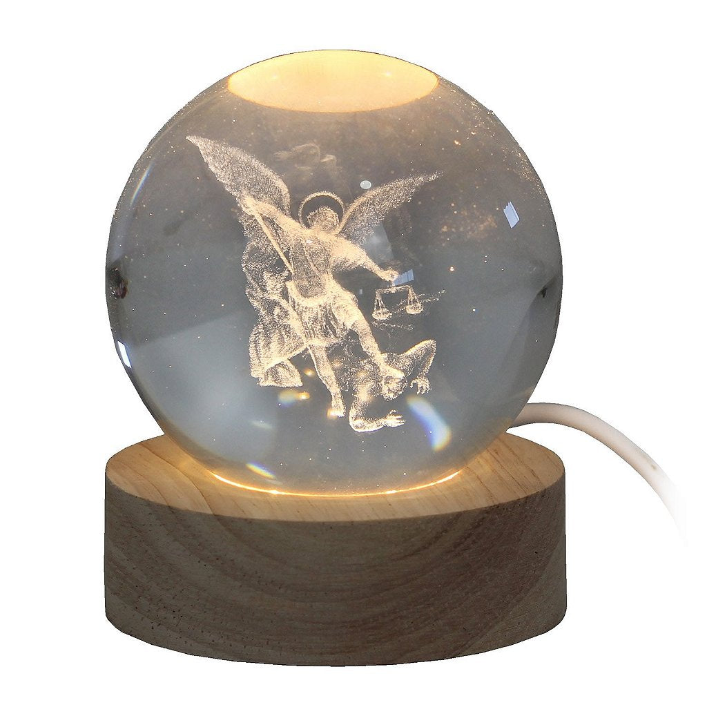 Luminária São Miguel Arcanjo com Esfera de Cristal (LED)