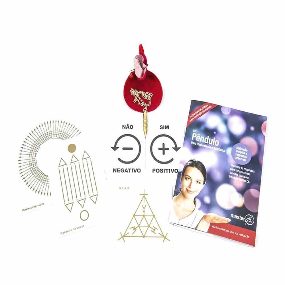 Kit Pêndulo para Radiestesia e Radiônica (Dourado)