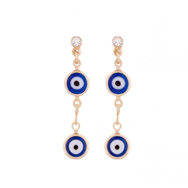 Brinco com Olho Grego Duplo com Cristal