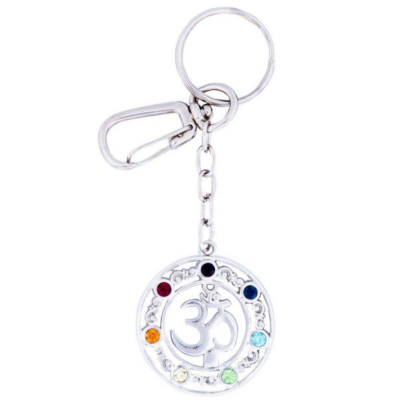 Chaveiro 7 Chakras com Pedras e Símbolo Om (34mm)