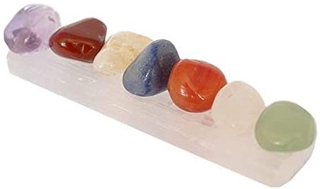 Kit de Selenita com 7 Pedras dos Chakras Naturais