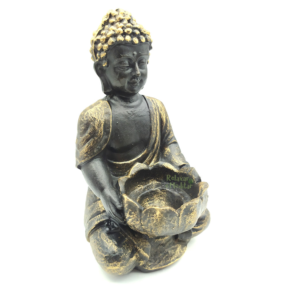 Estátua Buda com Porta Velas e Incensário (14cm)
