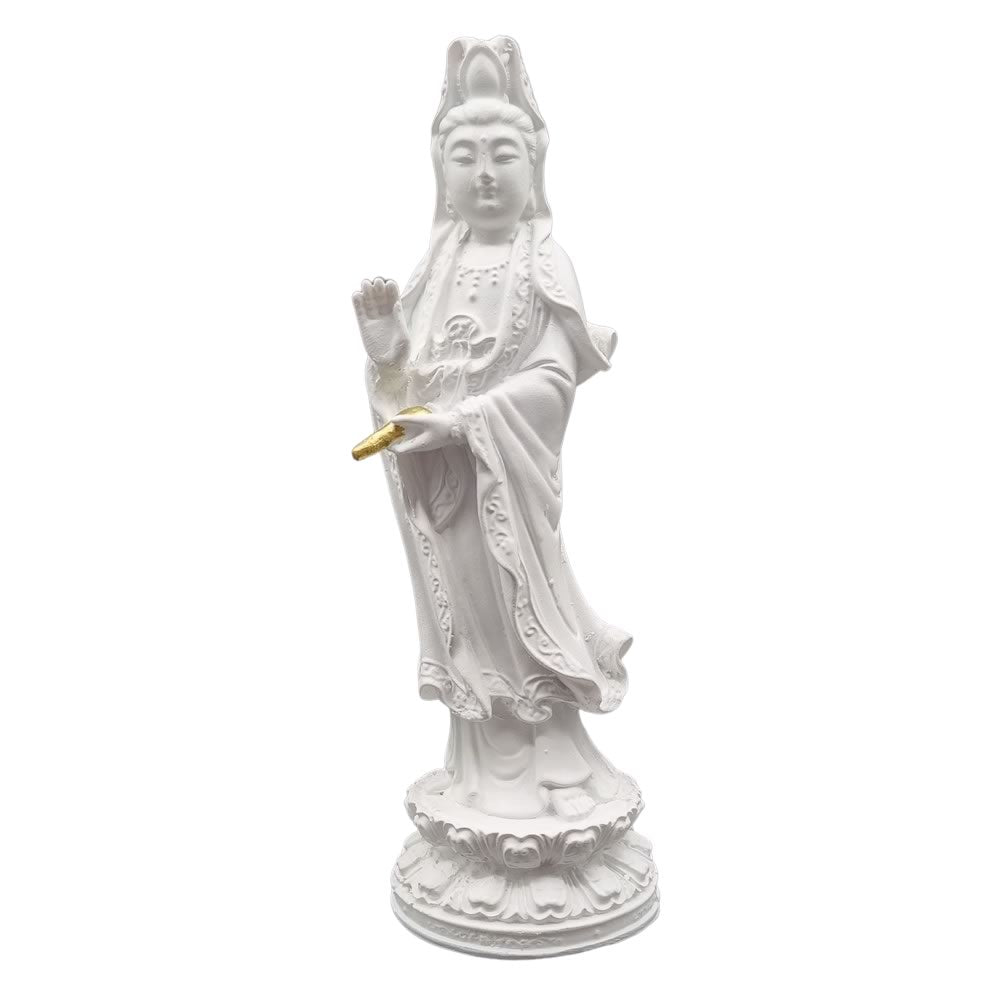 Estátua Kuan Yin Branca em Resina (20cm)