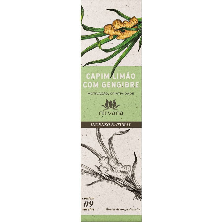 Incenso Natural Capim Limão com Gengibre 100% Natural (9 Varetas)