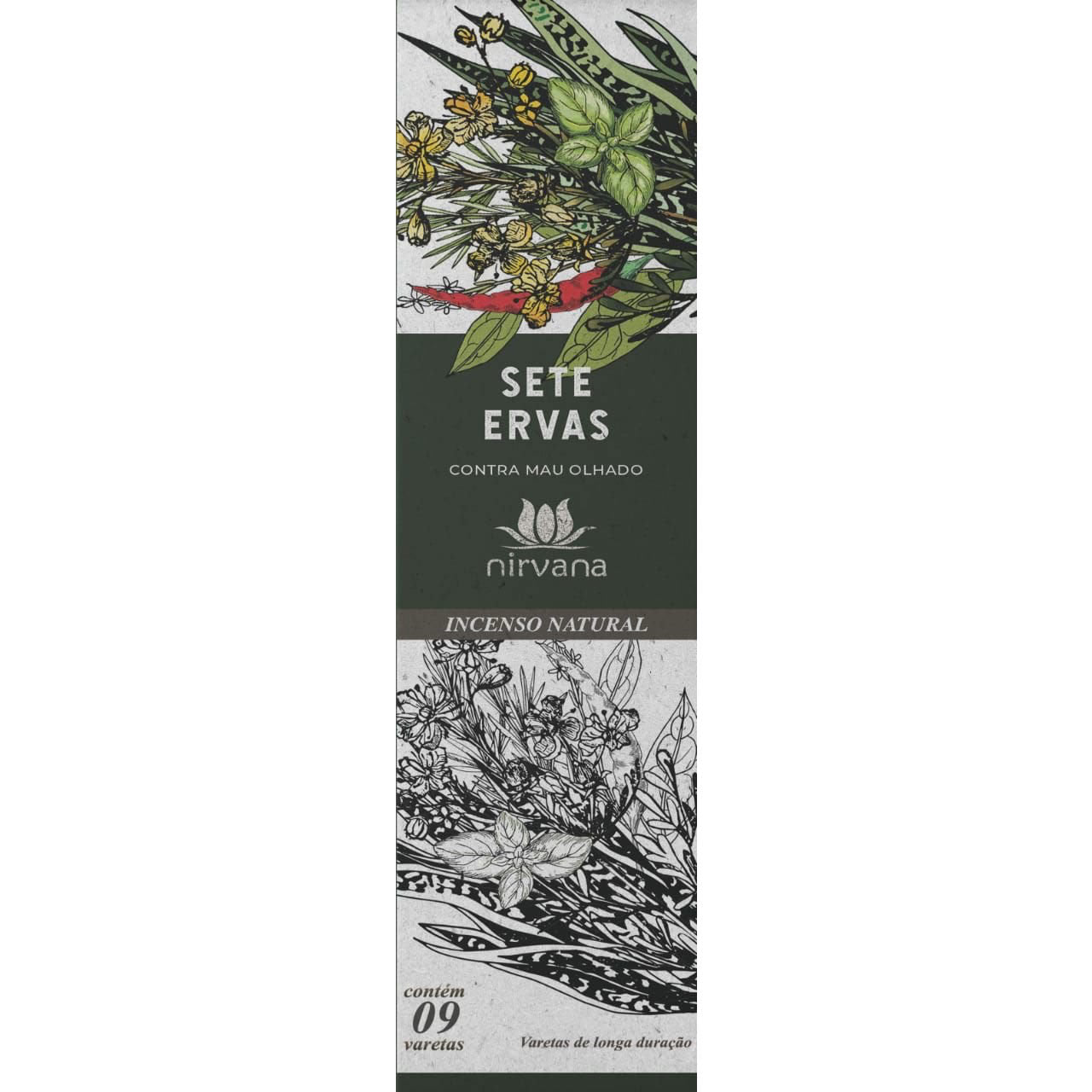 Incenso Natural Sete Ervas 100% Natural (9 Varetas)