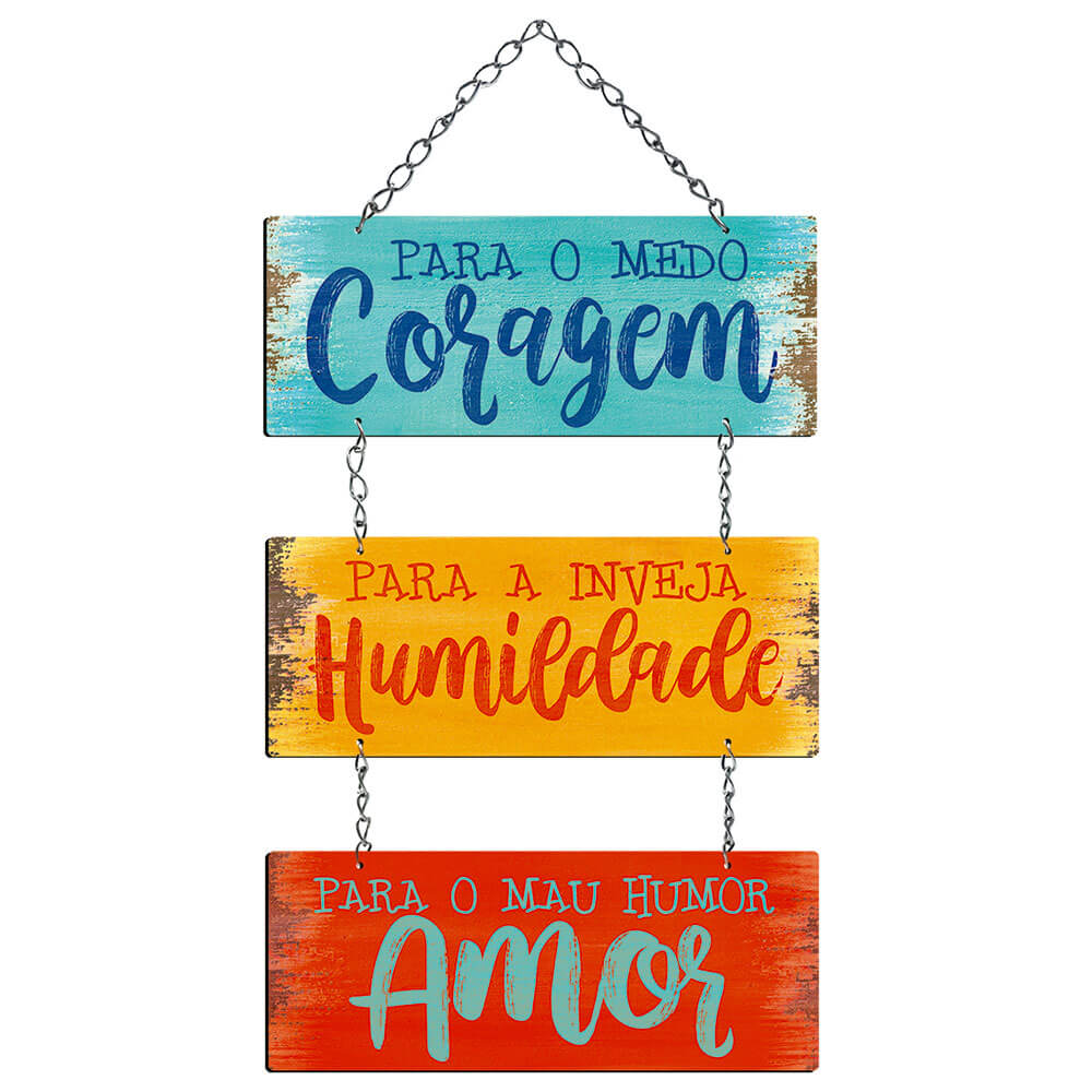Placa Decorativa Frase Para o Medo (25x11cm)