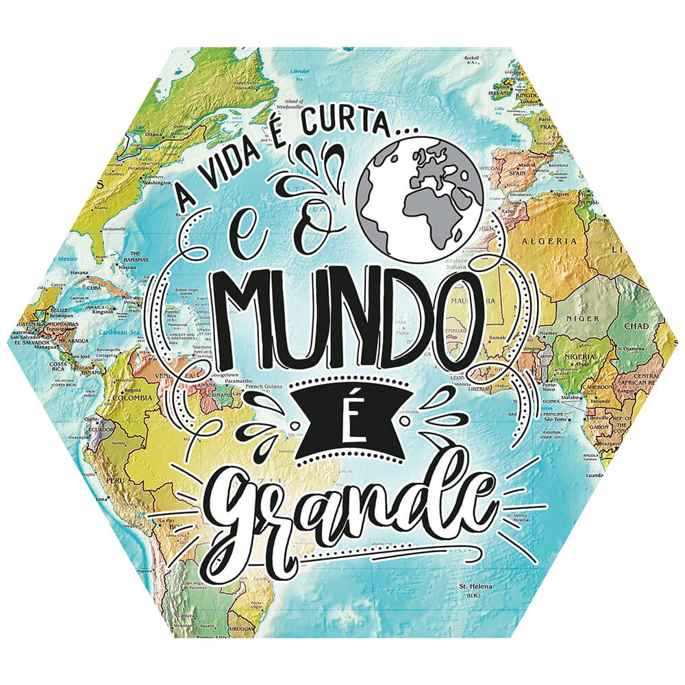 Placa Decorativa O Mundo é Grande (25x22cm)