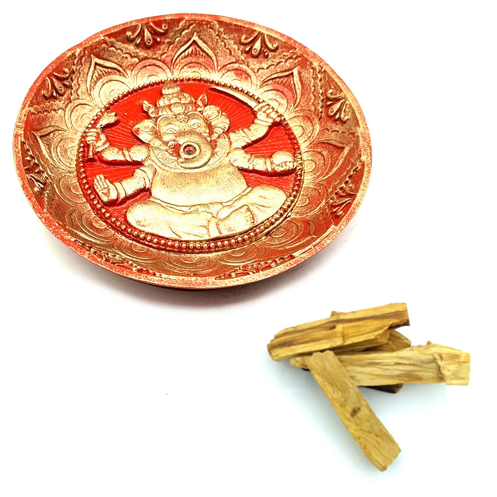 Porta Incensos Ganesha com Base para Palo Santo (15cm)
