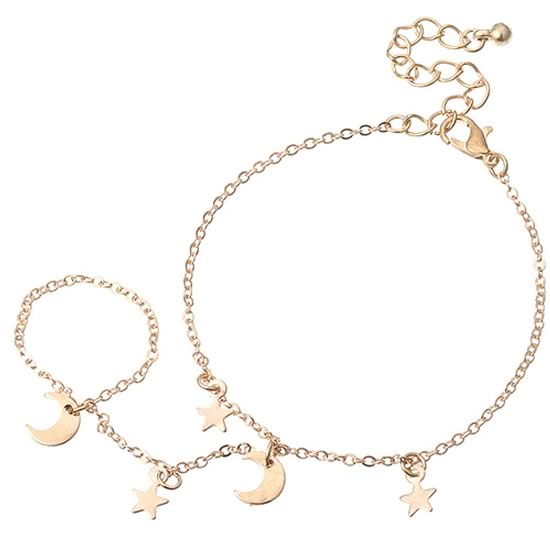 Pulseira-Anel Lua e Estrelas (18cm)