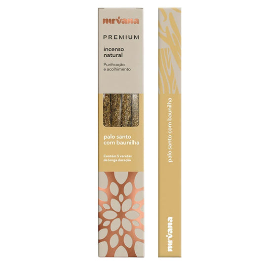 Incenso Natural Palo Santo com Baunilha Linha Premium (5 Varetas)
