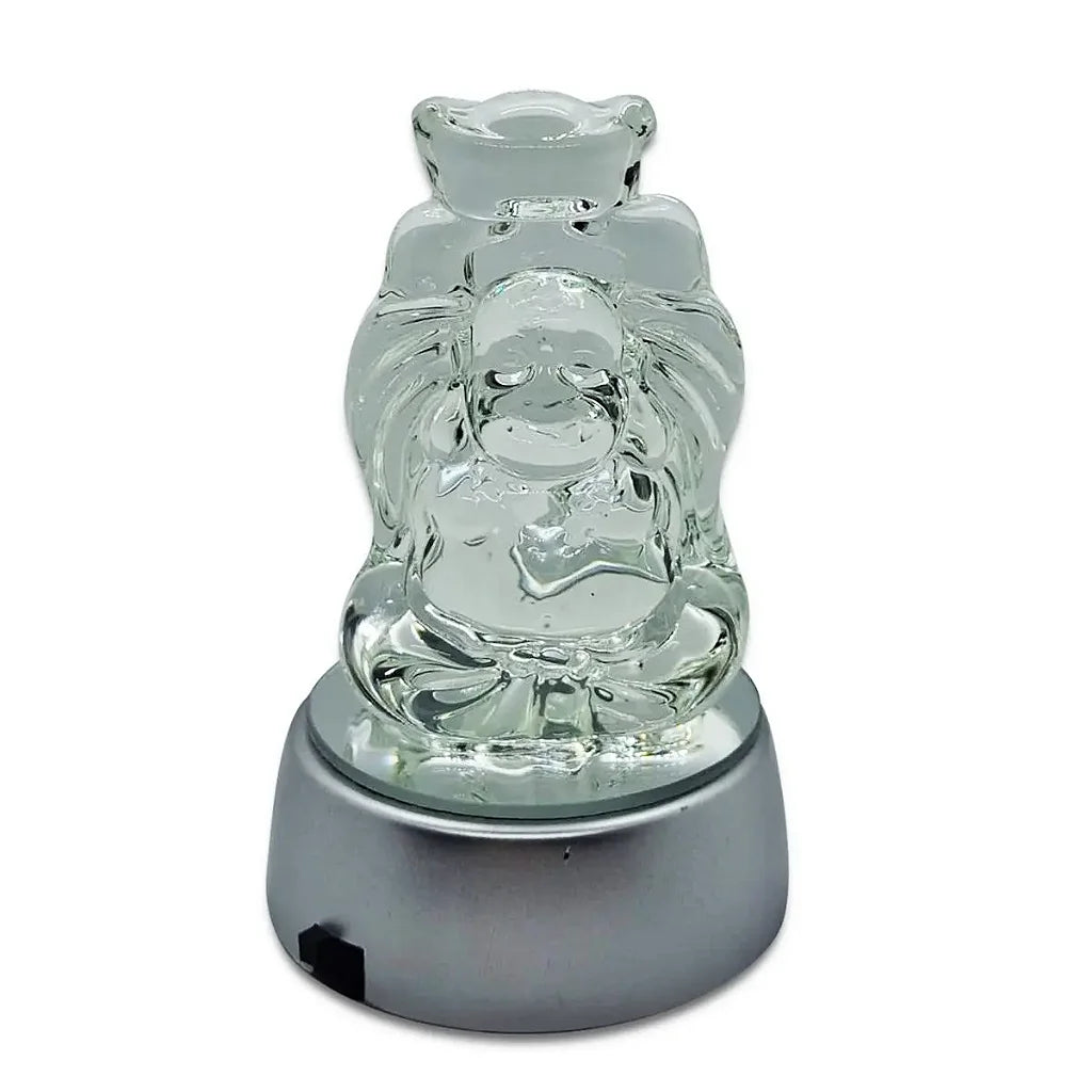 Buda da Prosperidade em Cristal com Base de LED (10cm)