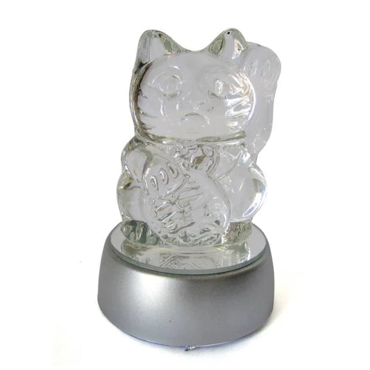 Manekineko em Cristal com Base de LED (10cm)