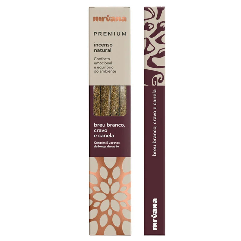 Incenso Natural Breu Branco, Cravo e Canela Linha Premium (5 Varetas)