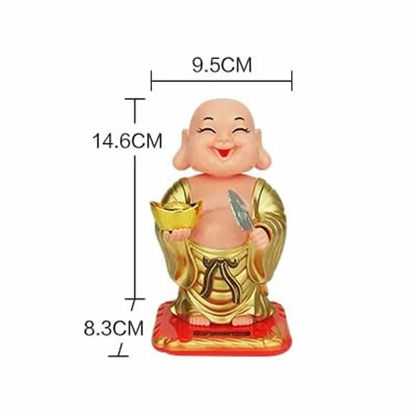 Estátua Buda da Prosperidade com Energia Solar (14cm)