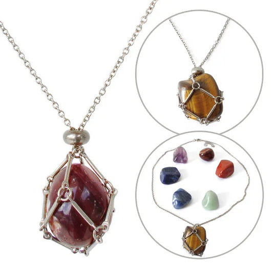 Colar Energético dos 7 Chakras (Troca de Pedras) Prateado