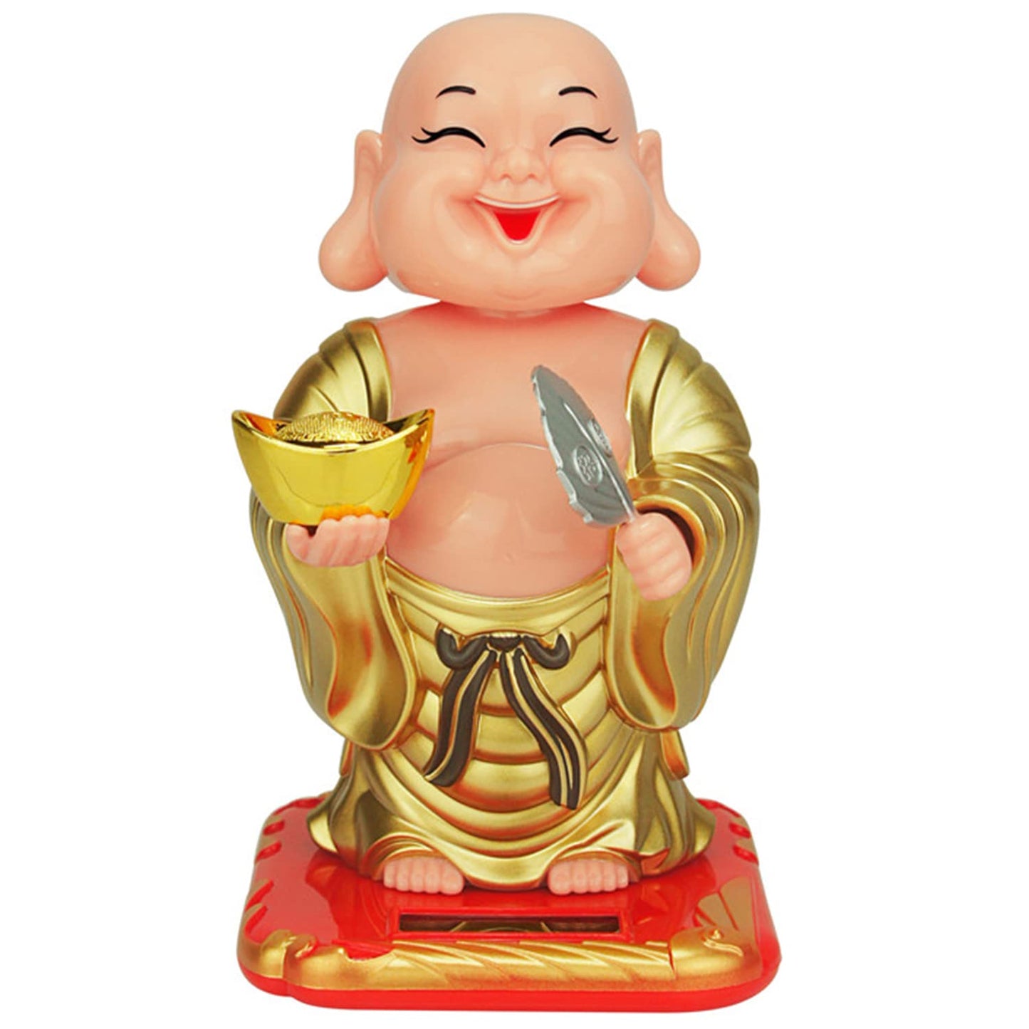 Estátua Buda da Prosperidade com Energia Solar (14cm)