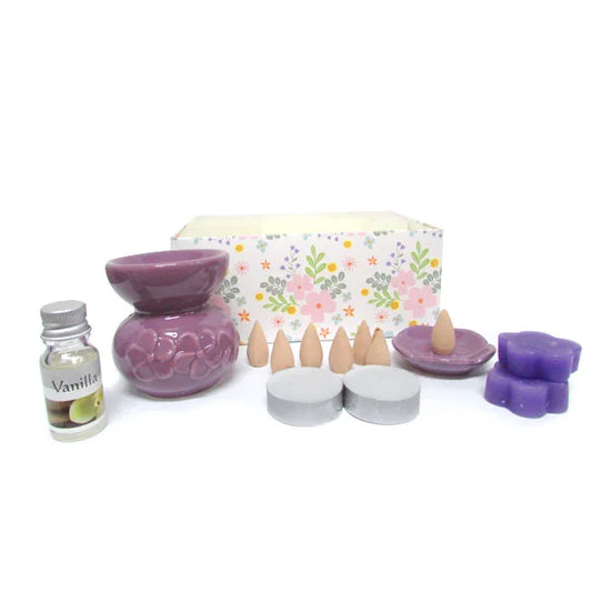 Kit Presente Rechaud de Cerâmica com Essência, Sabonete e Incensário