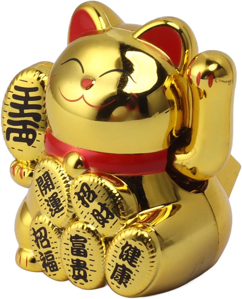 Manekineko Dourado com Movimento Solar (5cm)