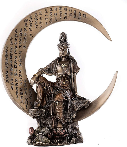 Estátua Kuan Yin Sutra na Lua Crescente (21cm)