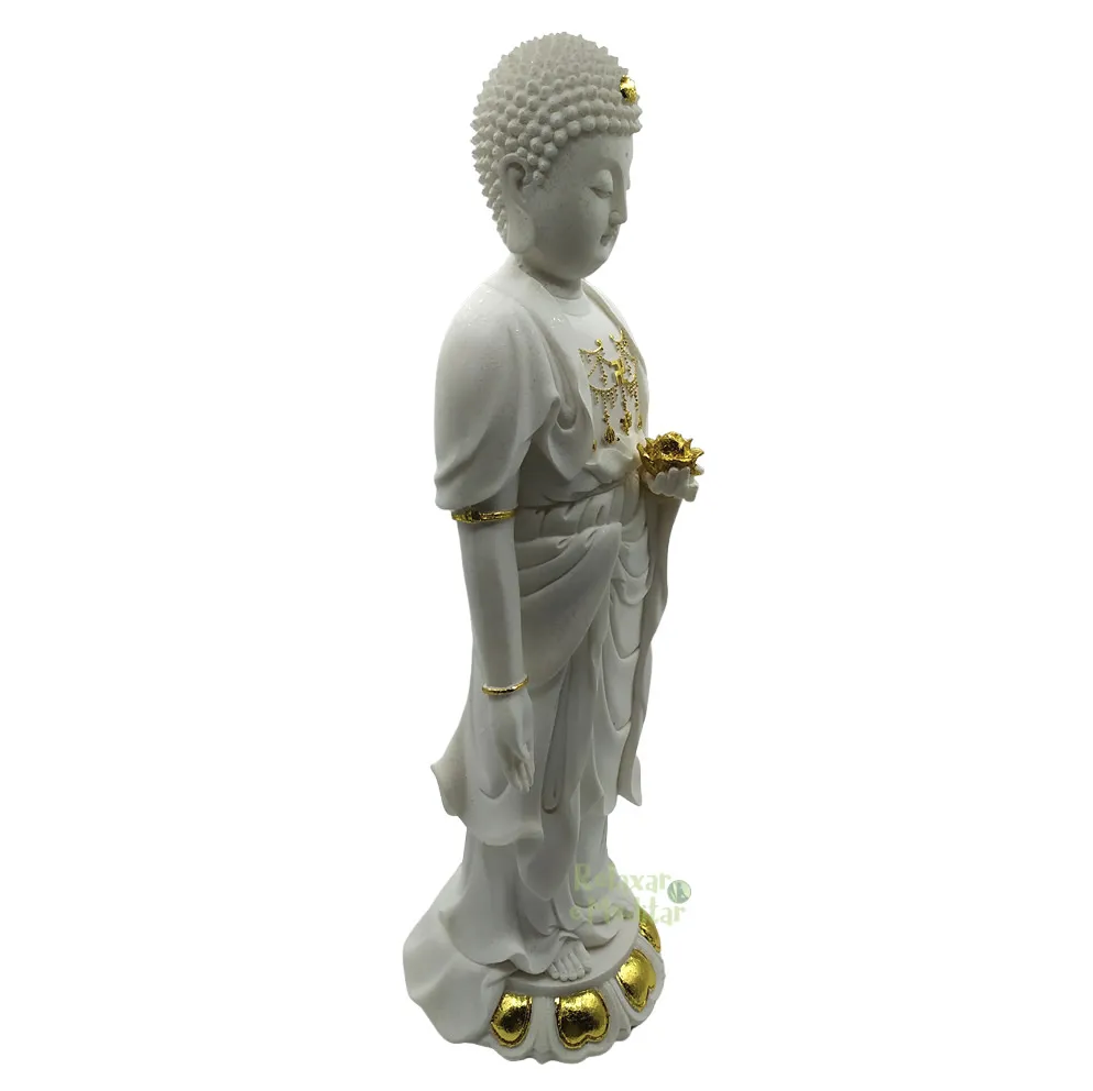 Estátua Buda Pérolado Grande em Resina (40cm)