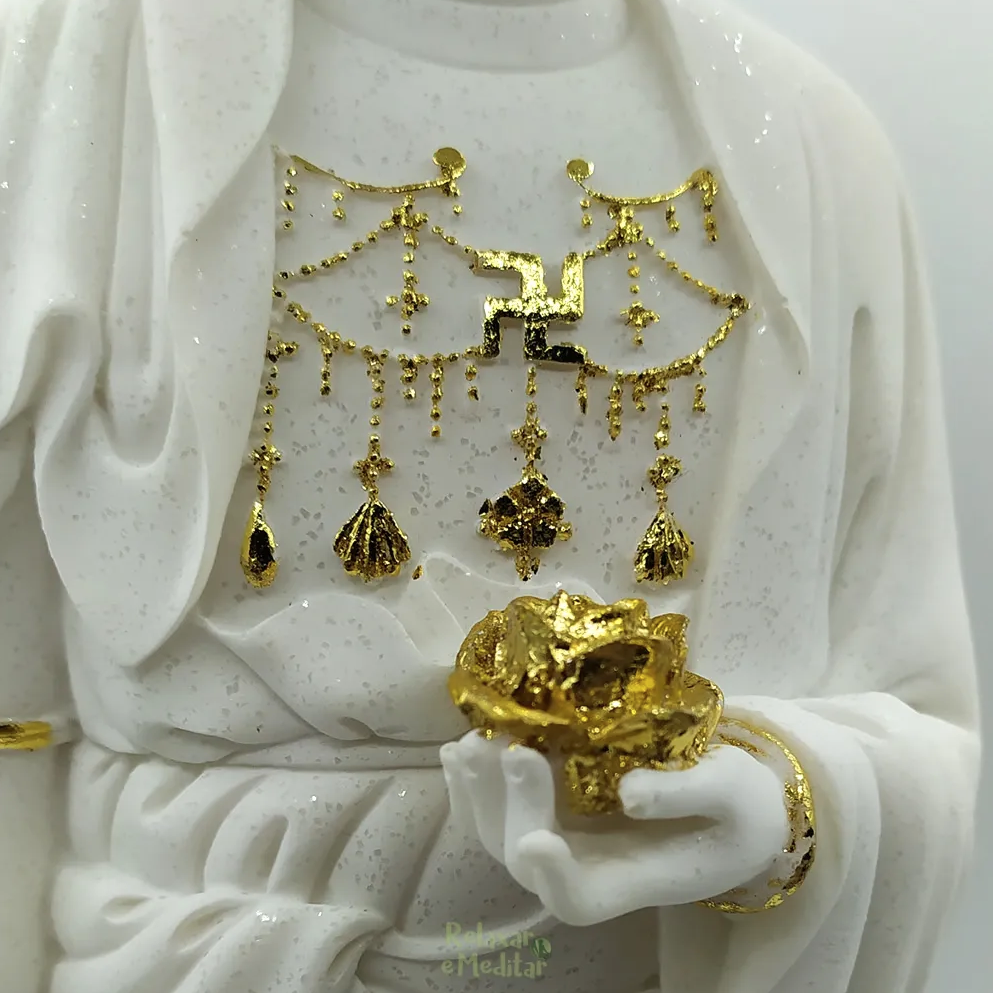 Estátua Buda Pérolado Grande em Resina (40cm)