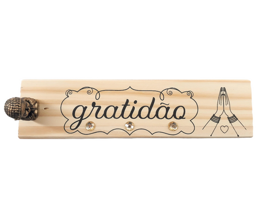 Incensário em Madeira com Buda Baby (Gratidão)