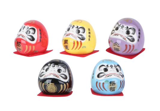 Kit com 5 Daruma Colorido em Porcelana (5cm)