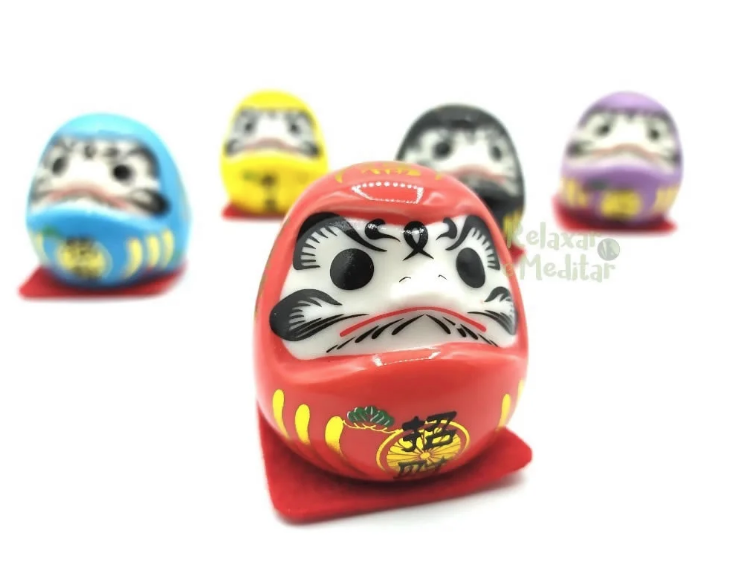 Kit com 5 Daruma Colorido em Porcelana (5cm)