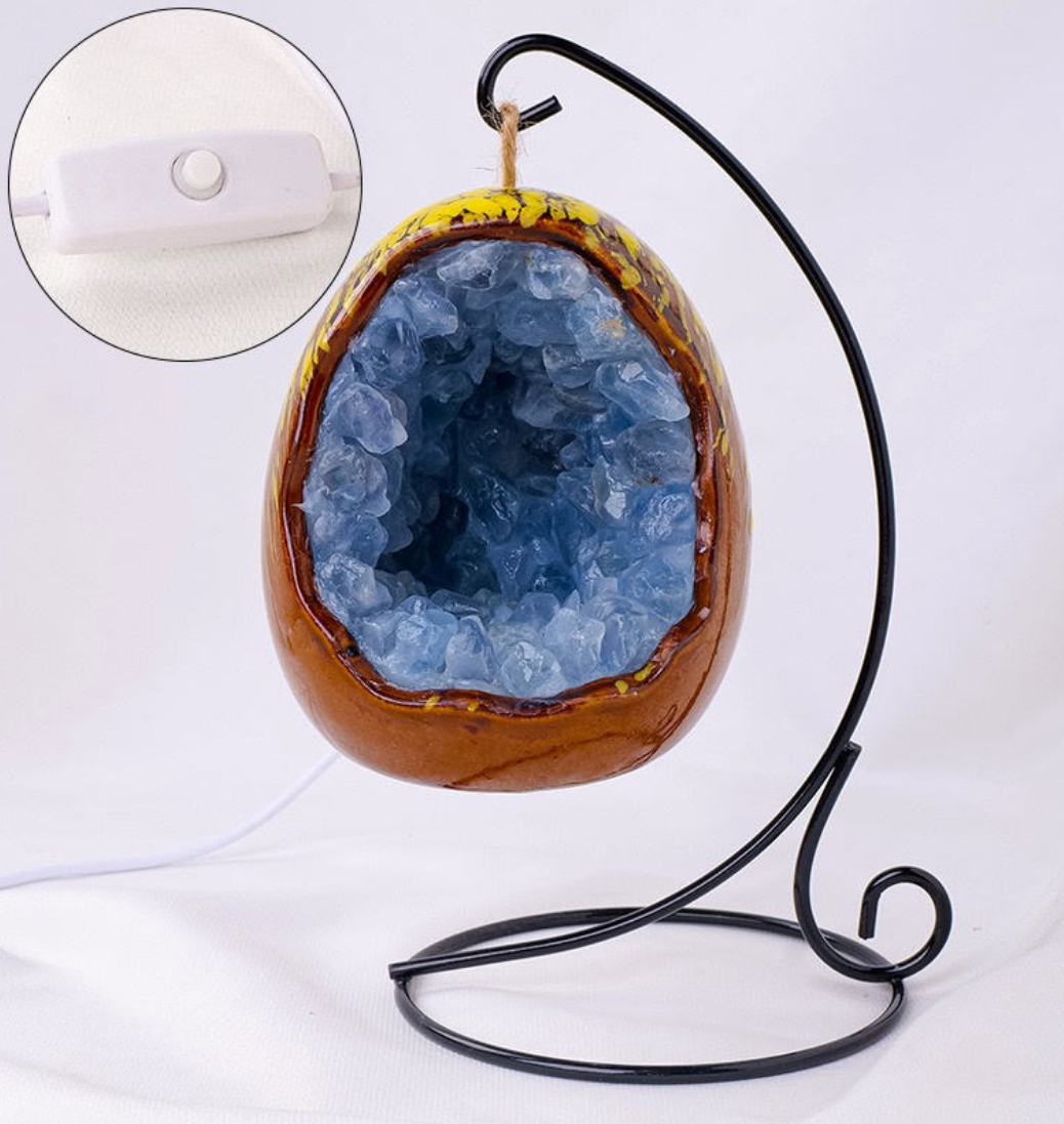 Luminária Geodo de Ametista com Suporte de Metal (19cm)