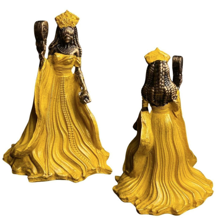 Estátua Orixá Oxum com Vestido em Resina (12cm)