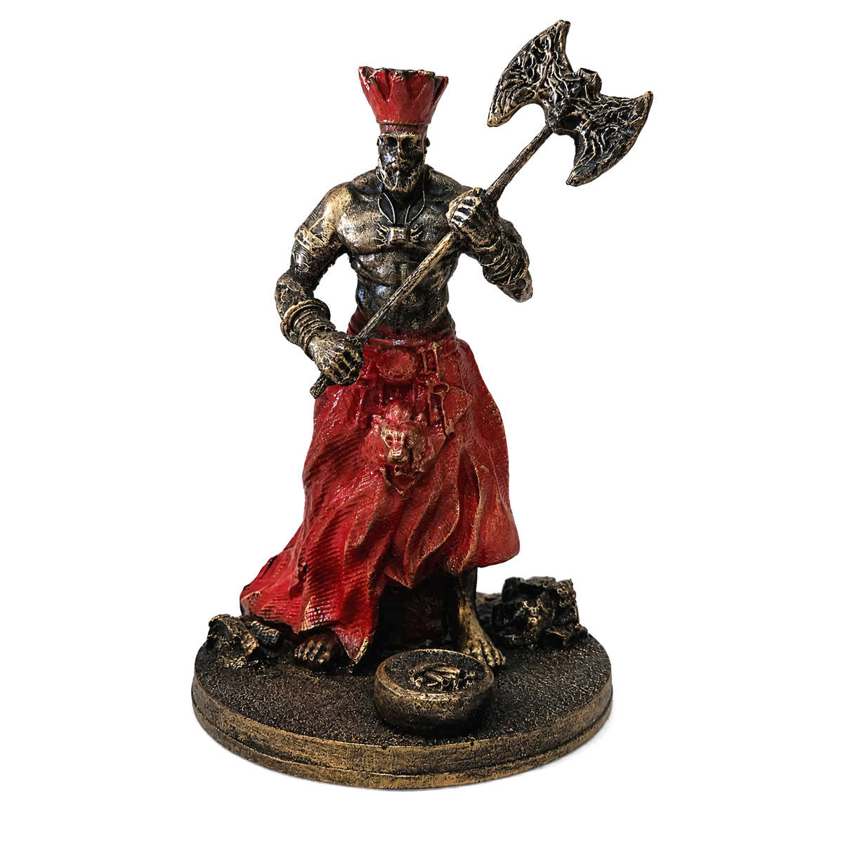 Estátua Orixá Xangô com Machado em Resina (11cm)