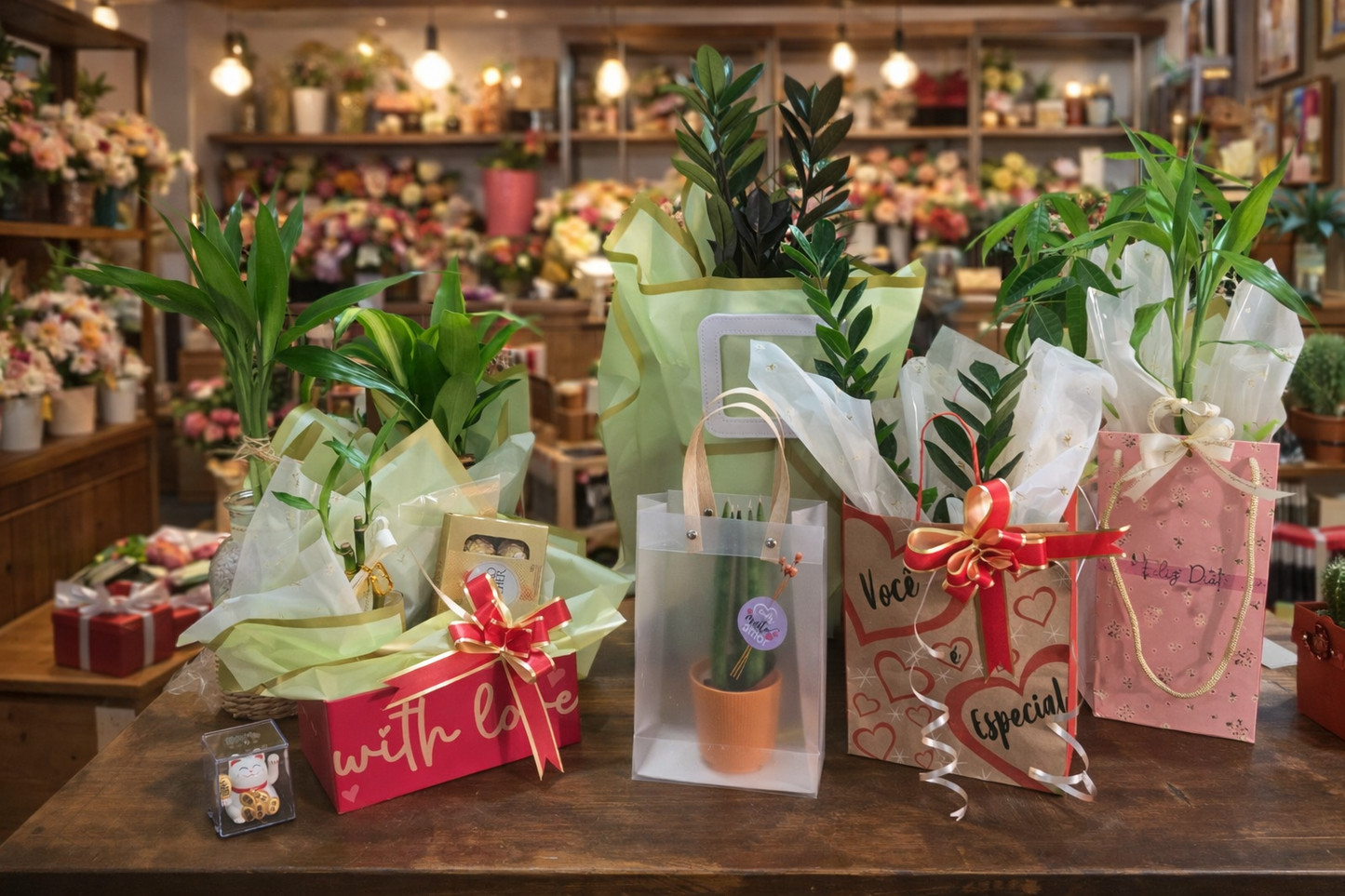 Kit Presente Bambu da Sorte e Sacola Feliz Dia!