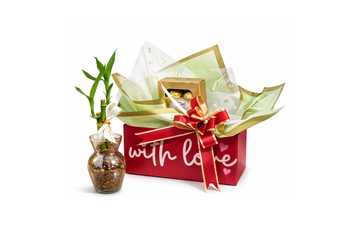 Cesta With Love com Bambu da Sorte e Chocolate Ferrero Rocher