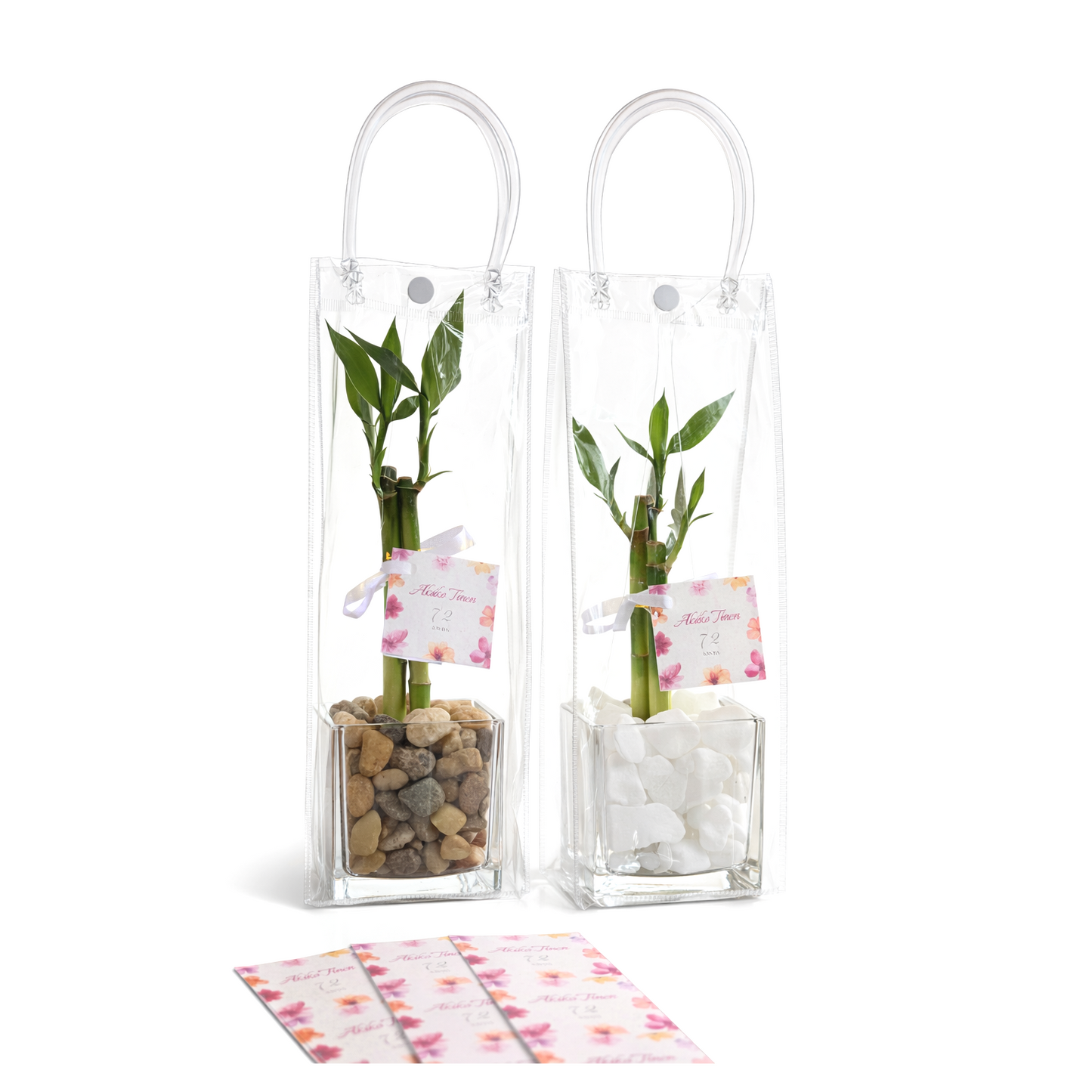 Kit Presente com Vaso de Vidro e Bambu da Sorte (3 Hastes)