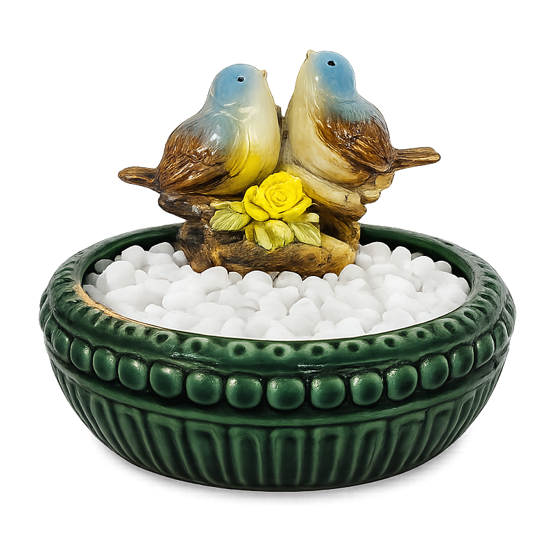 Fonte de Água em Cerâmica Clássica com Pássaros (22cm)