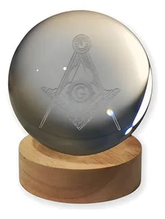 Luminária Símbolo da Maçonaria com Esfera de Cristal (6cm)