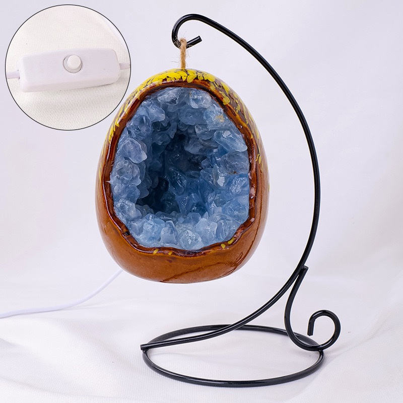 Luminária Geodo de Ametista com Suporte de Metal (19cm)