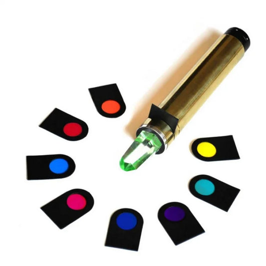 Bastão Cromático 3 em 1 em Cobre com Cristal Natural (Pilha)