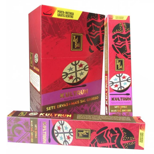 Incenso Premium Kultrún Sete Ervas e Sal Grosso com Porta Incenso