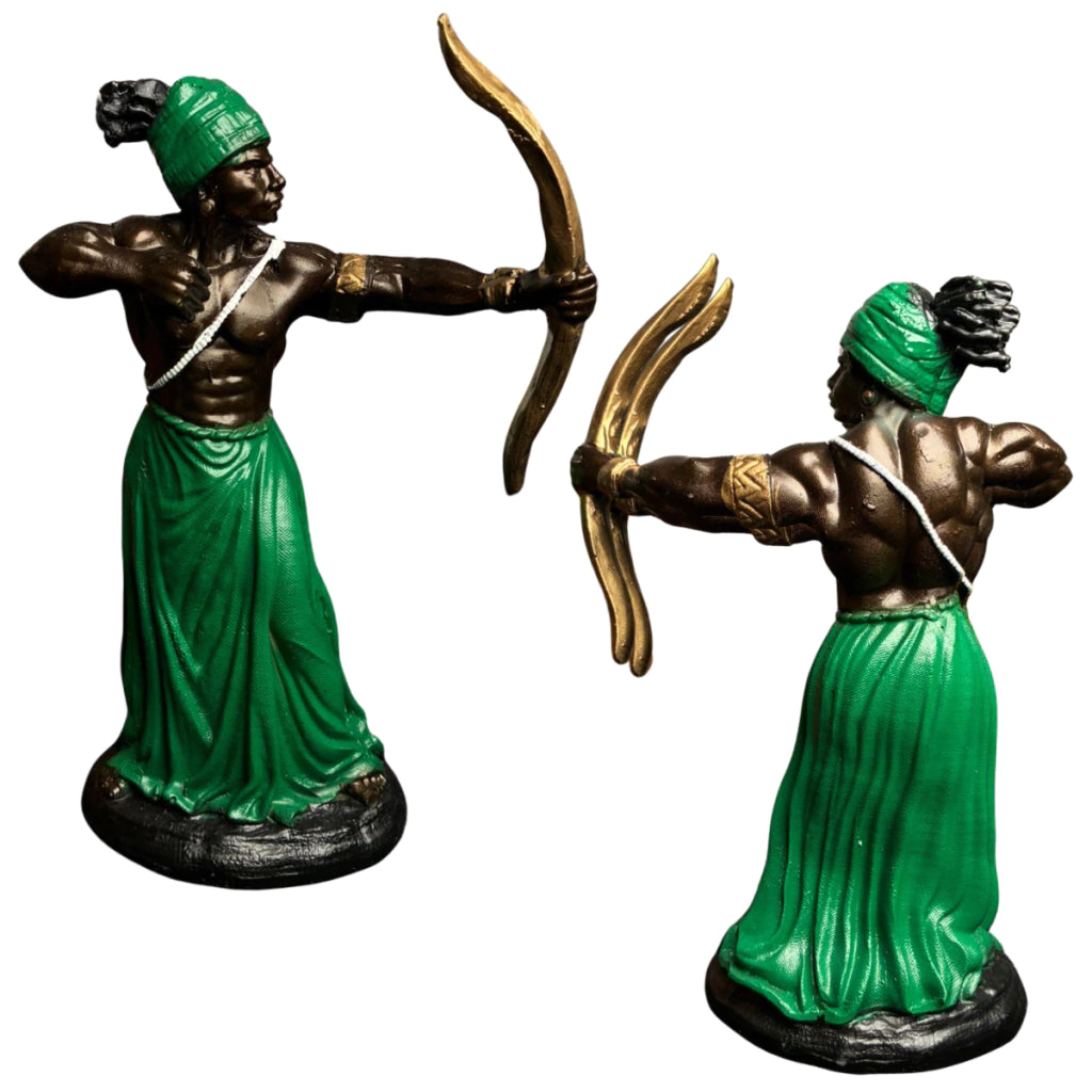 Estátua Orixá Oxóssi com Arco em Resina (15cm)
